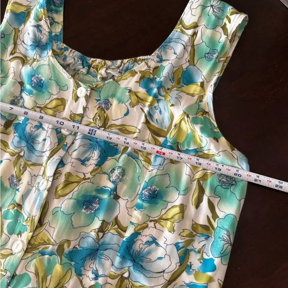 Sara Morgan Vintage Floral Print Maxi Dress – Button Down Front, Slit – Size XL - Picture 8 of 8